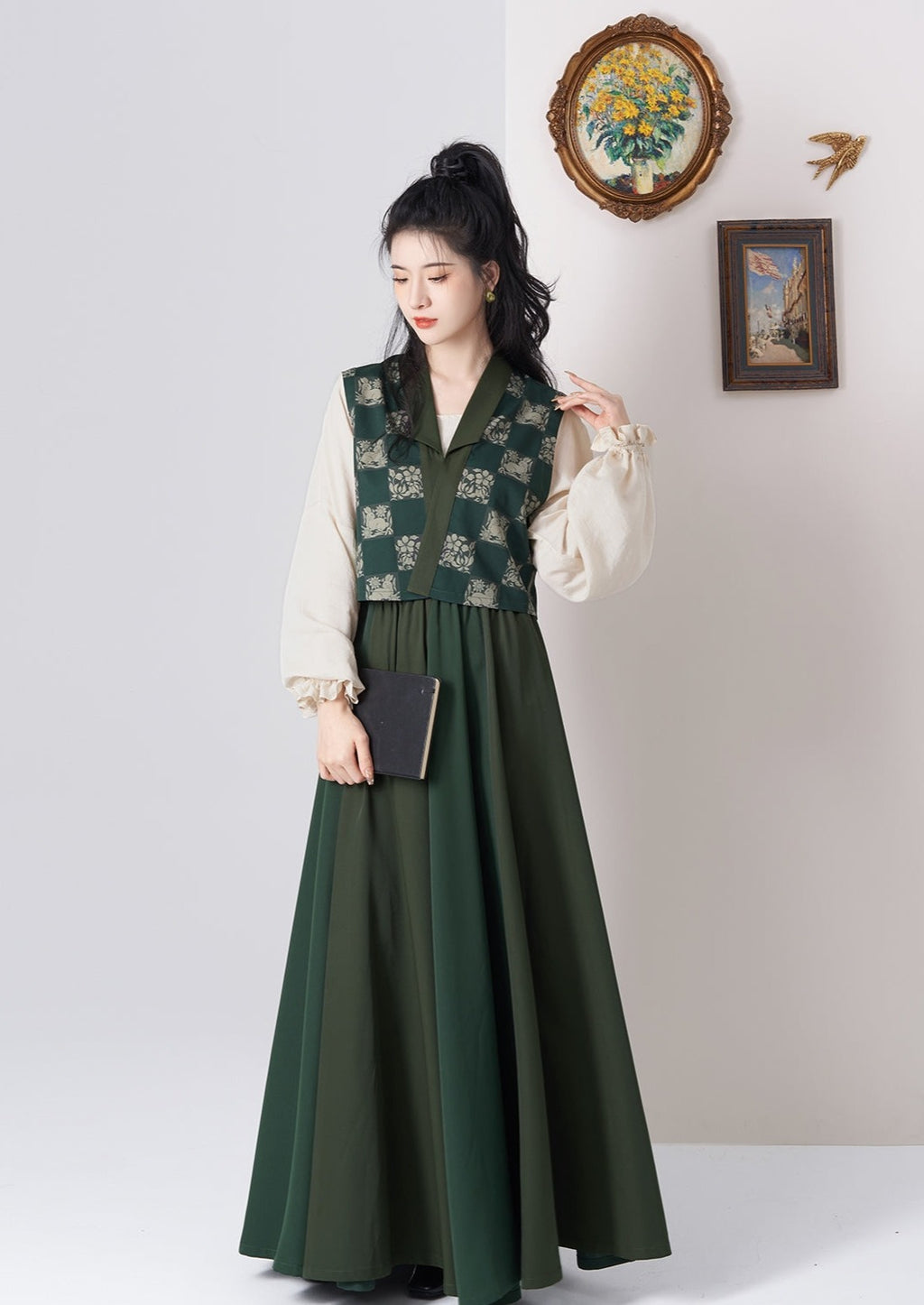 modern dress uniform Hogwarts Uniform | Modern 3-Pieces Set (百纳) S / Green / Top + Vest +skirt