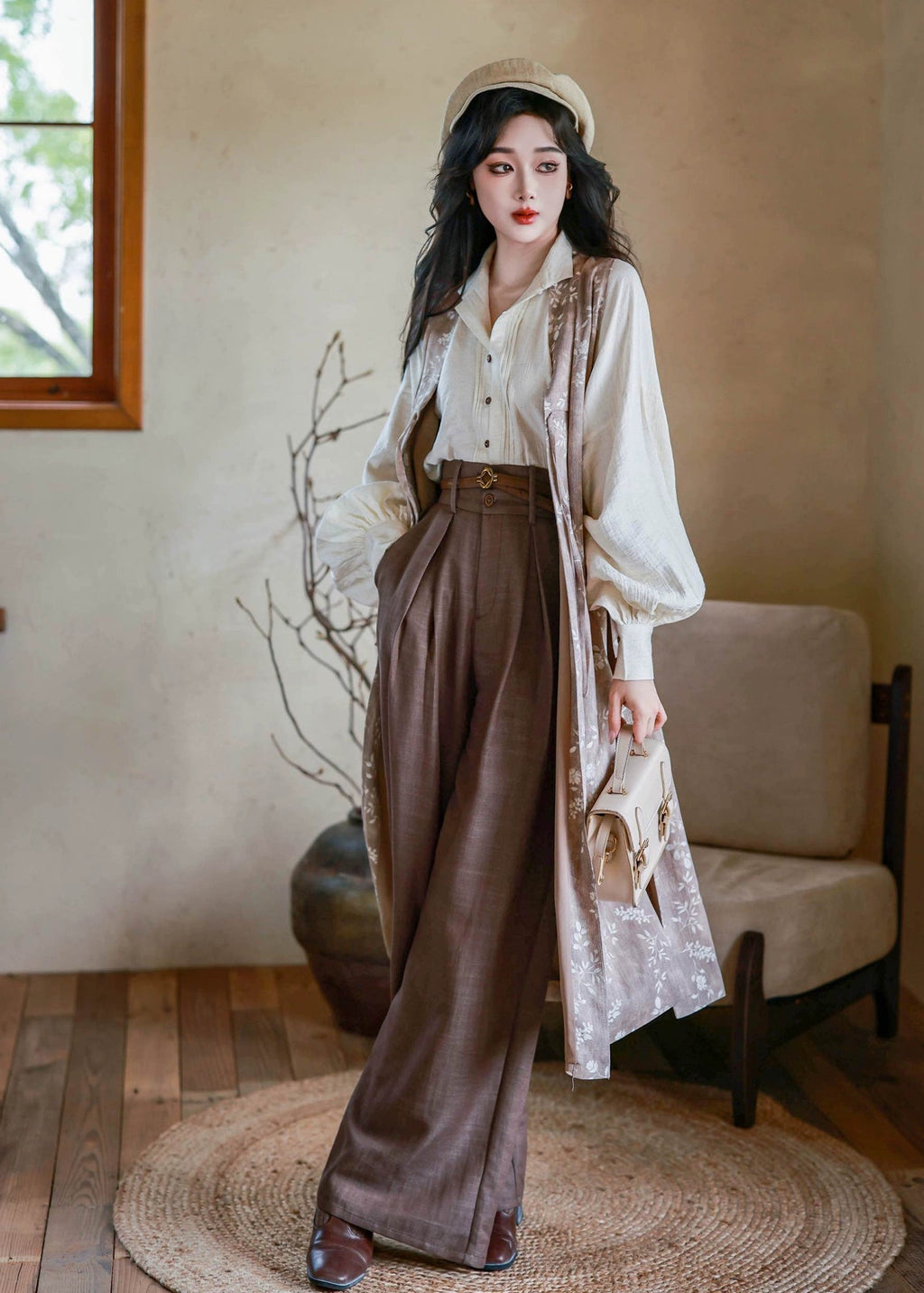 French Holiday | Modern 3-Piece Pants Set () S / Brown / Belt French Holiday | Modern 3-Piece Pants Set () S / Brown / Belt