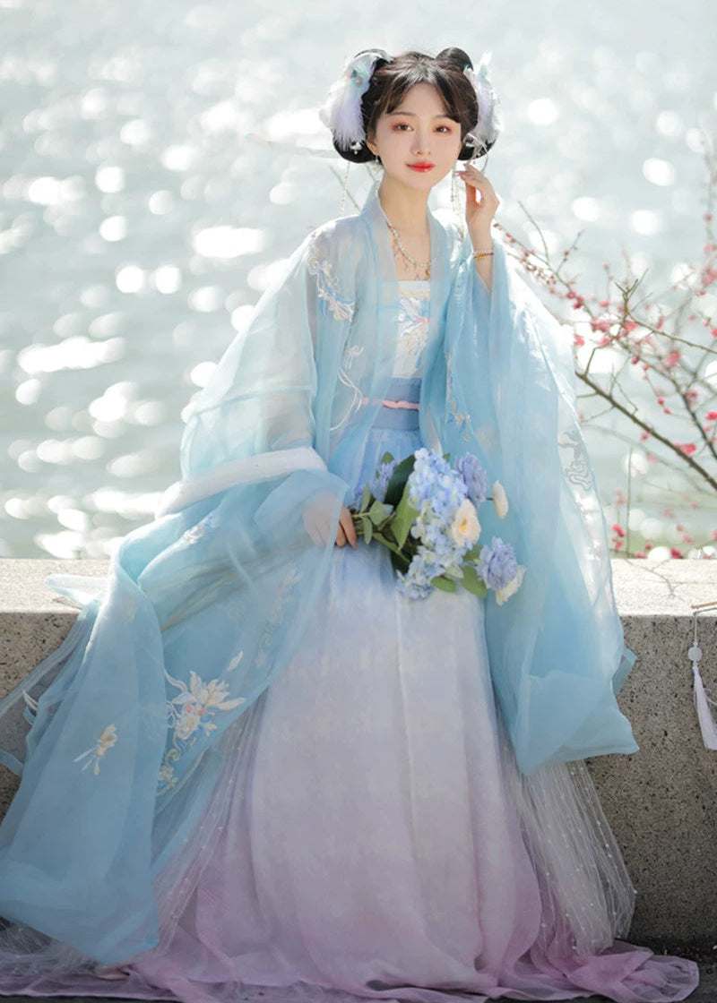 Aqua Touch | 4-Piece Hanfu Dress () S / Blue Aqua Touch | 4-Piece Hanfu Dress () S / Blue