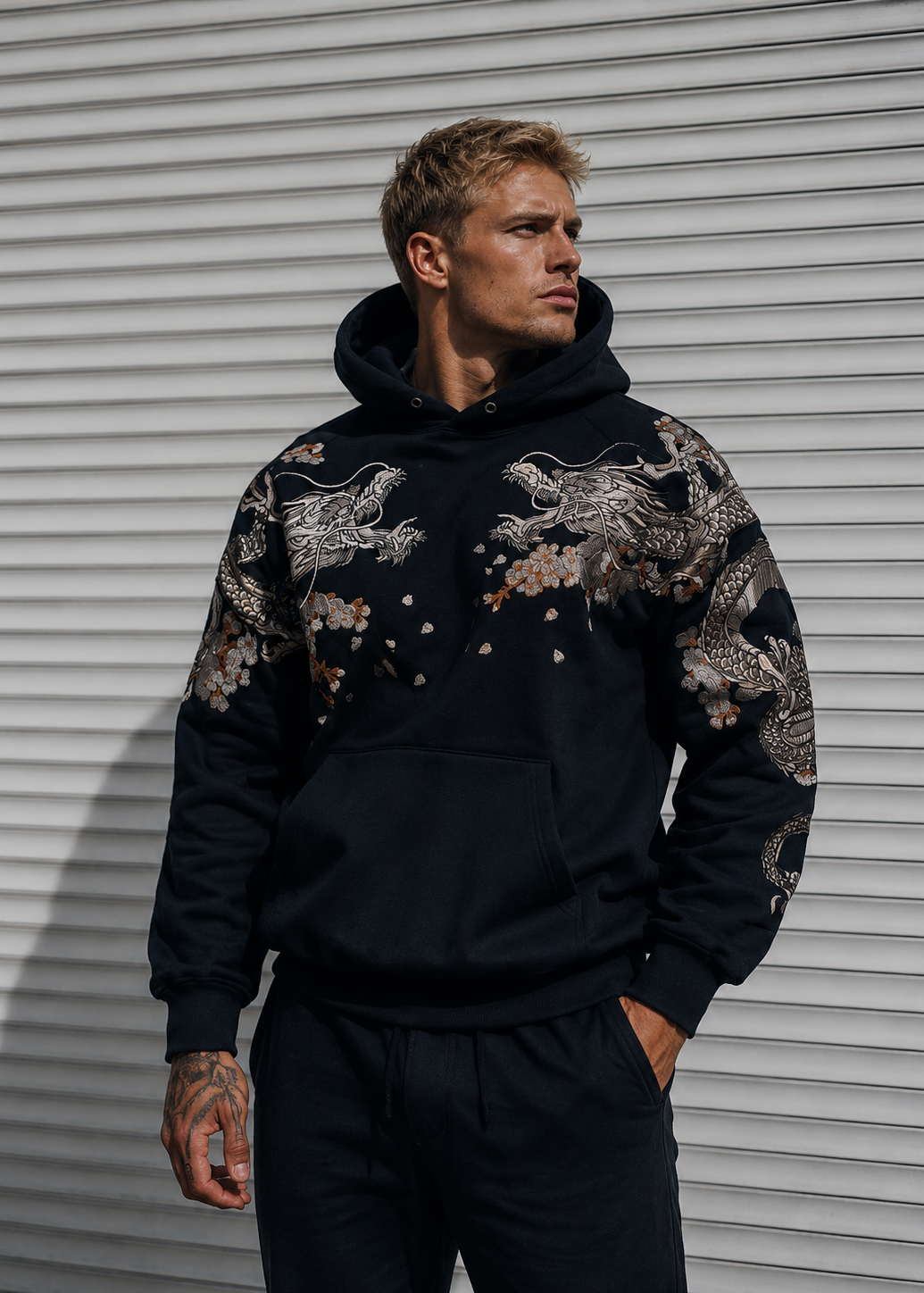 Dragon Moon | Embroidered Unisex Kimono Hoodie (朱雀龙)