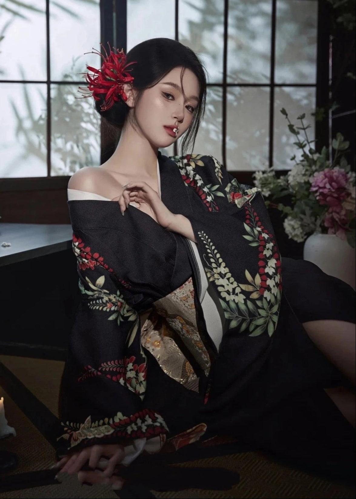 Midnight Sakura | 6-Piece Asian Kimono (夜樱)