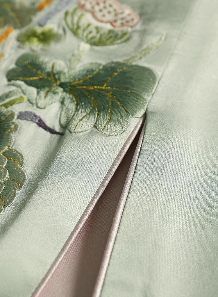 Lotus | Silk Green Custom Made Qipao (睡莲)