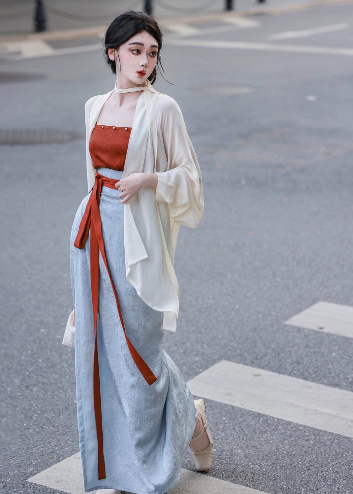 Espera de niebla | Hanfu de 3 piezas (等烟雨）