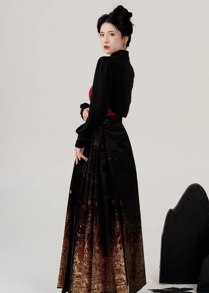 Cinnabar | Modern 3-Pieces Ma Mian Skirt Set (丹砂)