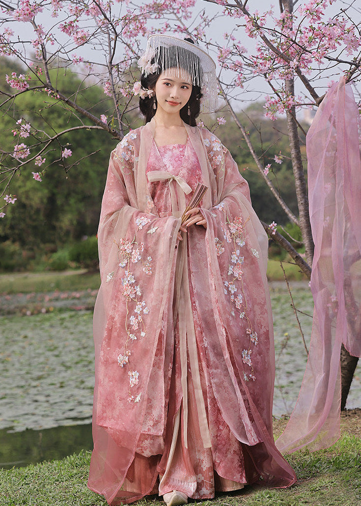 Moonlit Sakura | 4-Piece Embroidered Hanfu (揽月裁樱)