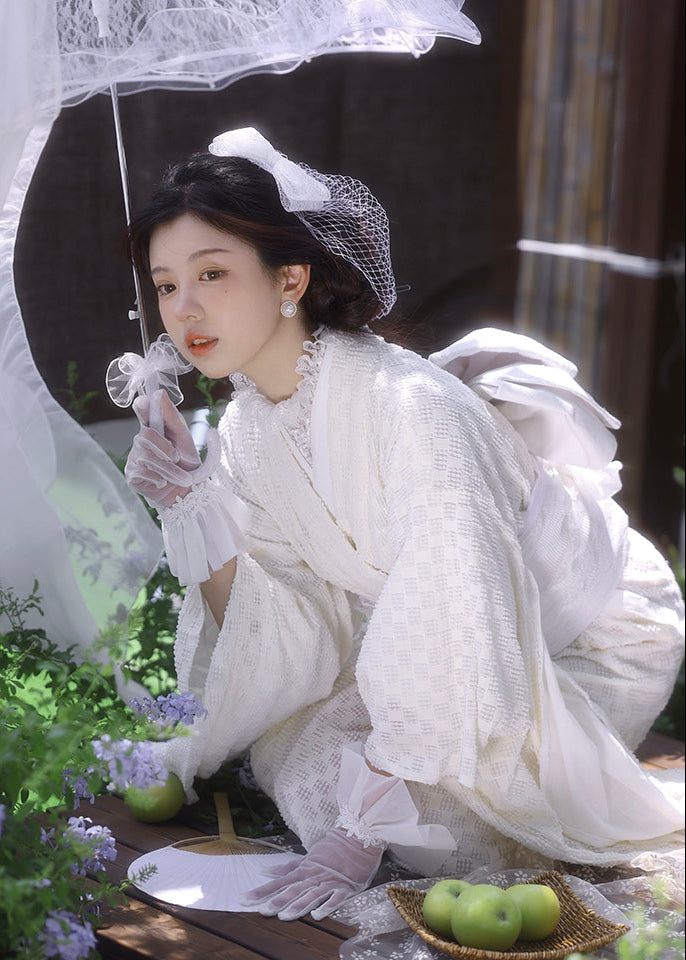 Yuki | 3-Piece Lace Asian Kimono (雪子)