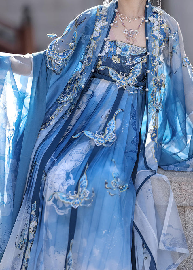 Blue Butterfly | 4-Piece Embroidered Hanfu (瓷碟美人)
