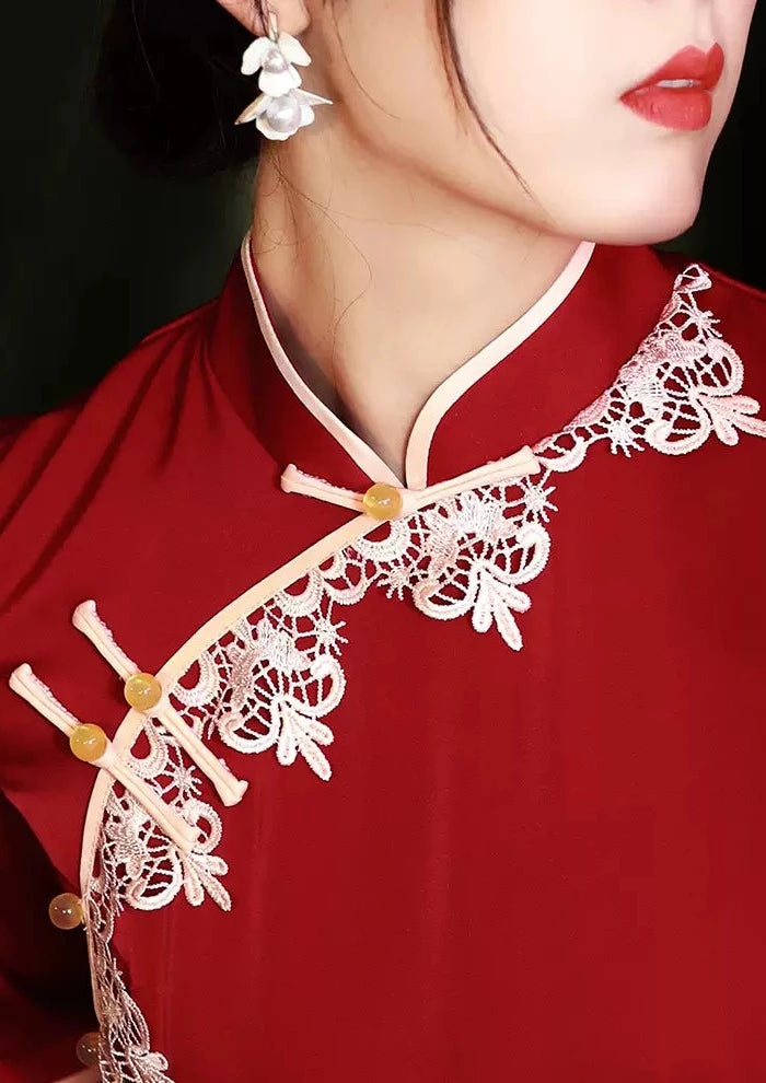 Ruby | Stain Qipao Dress (朱砂)