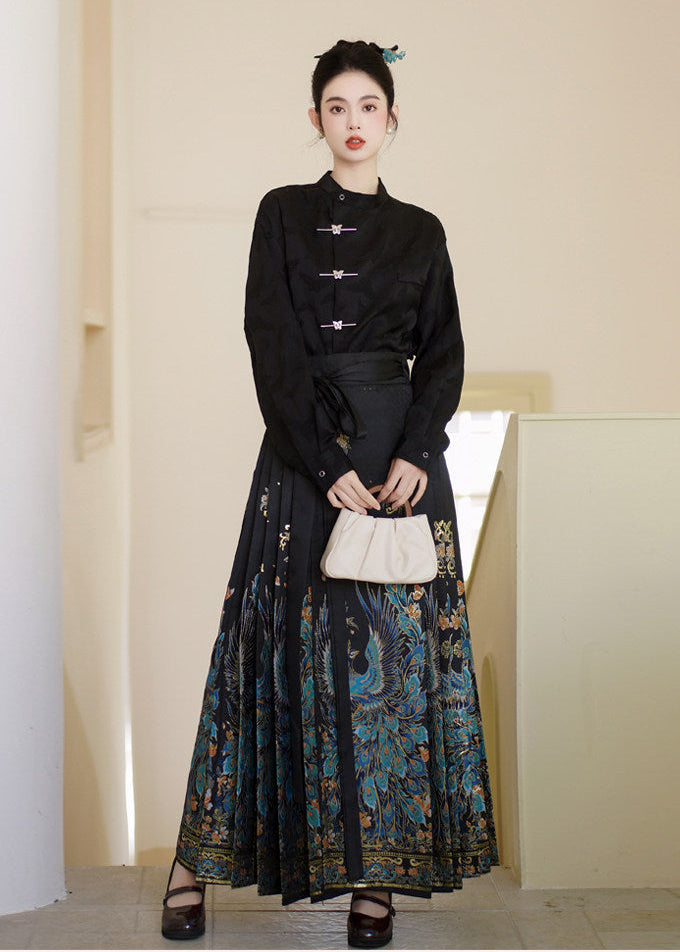 Little Jade | Plus Embroidered Ma Mian Skirt Set (点翠)