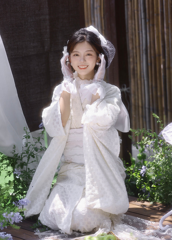 Yuki | 3-Piece Lace Asian Kimono (雪子)