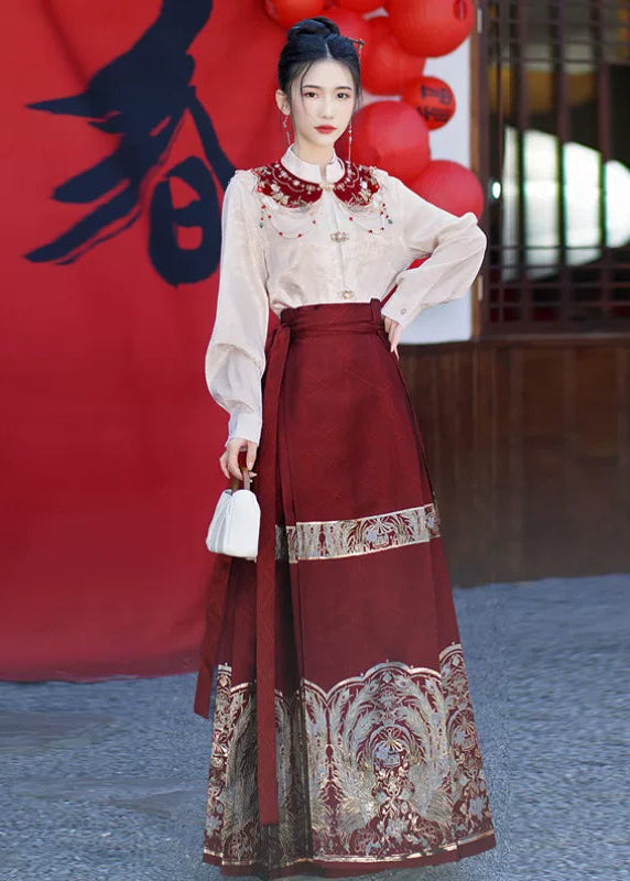 Little Jade | Plus Embroidered Ma Mian Skirt Set (点翠)
