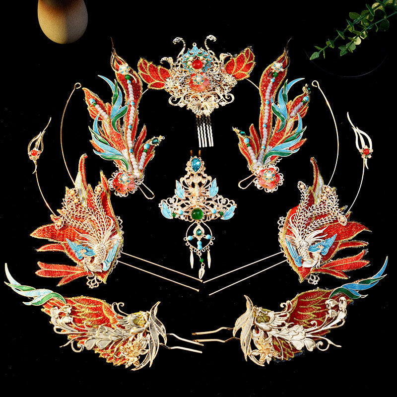 Azure Phoenix | Feathered Crown & Hair Accessories Set (青鸾神女)