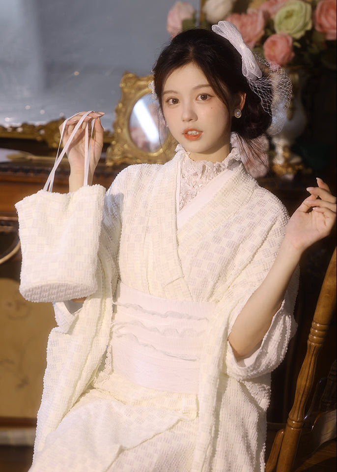 Yuki | 3-Piece Lace Asian Kimono (雪子)