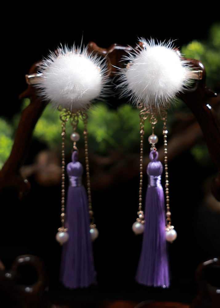 Lunar Snowball | 6 Mink Fur Pom Hair Pieces (雪月)