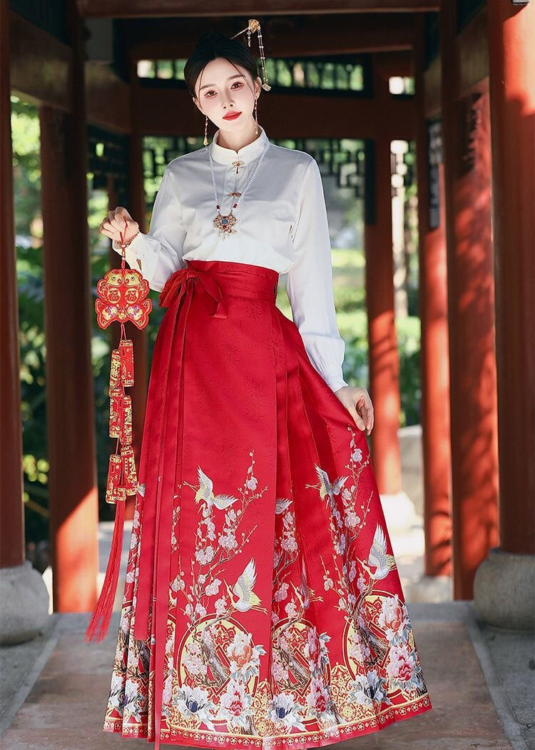 Crane Dance | 2-Piece Plus Ma Mian Skirt Set (鹤舞)