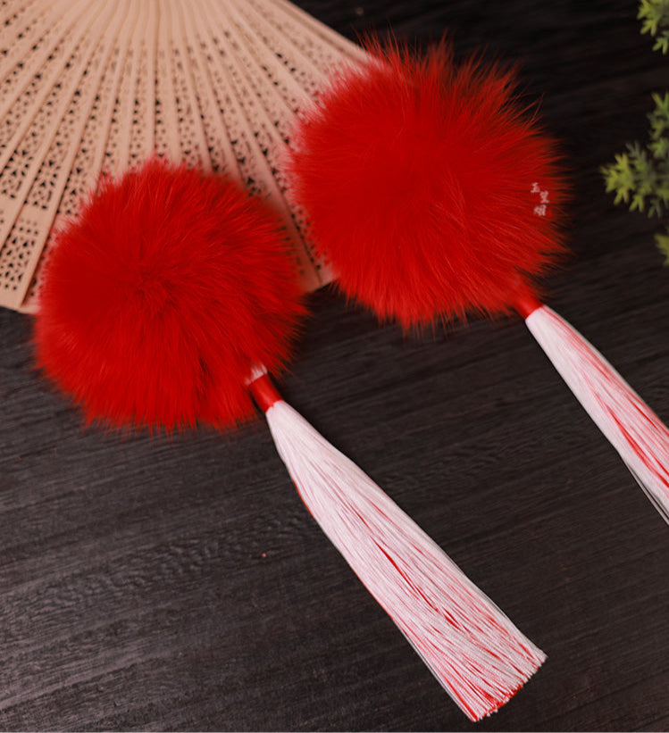 Lunar Snowball | 6 Fox Fur Pom Hair Pieces (雪月)