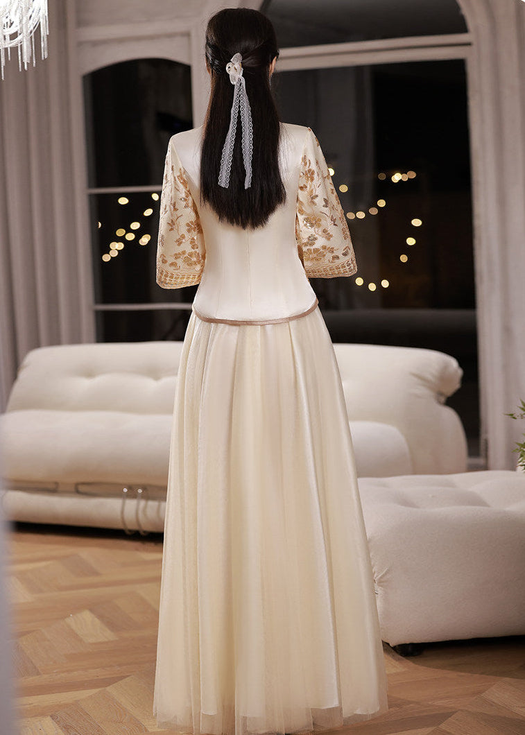 Bridesmaids Gold Champagne Chinese Style Dress (BM012)