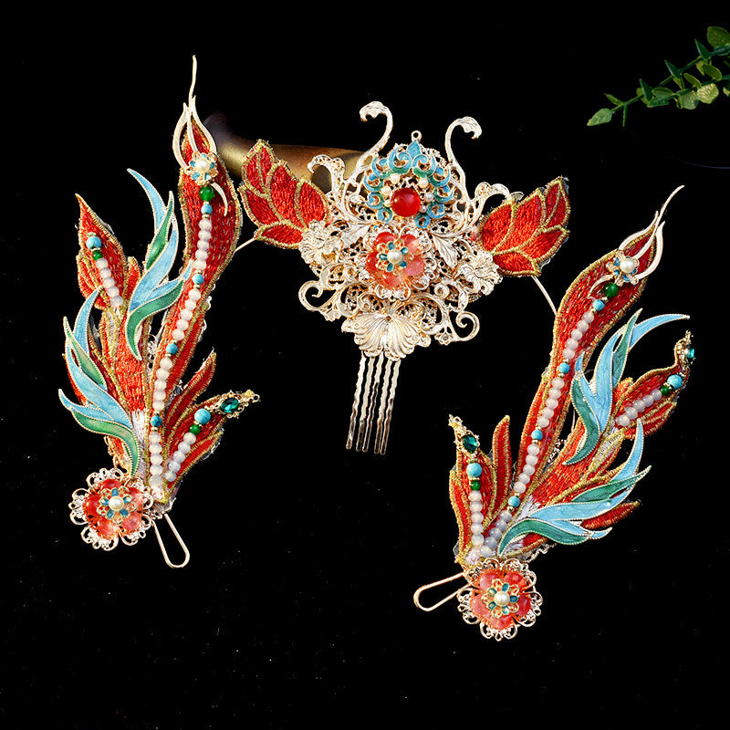 Azure Phoenix | Feathered Crown & Hair Accessories Set (青鸾神女)