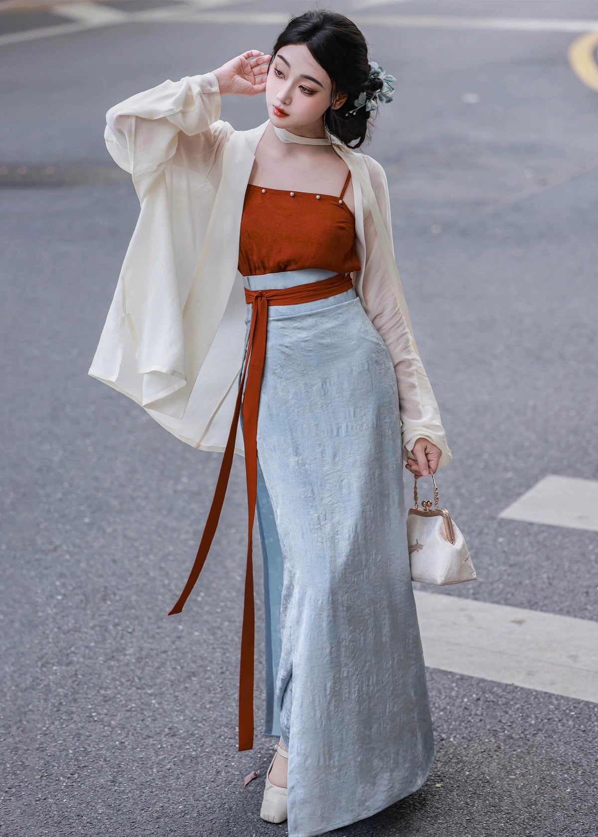 Espera de niebla | Hanfu de 3 piezas (等烟雨）