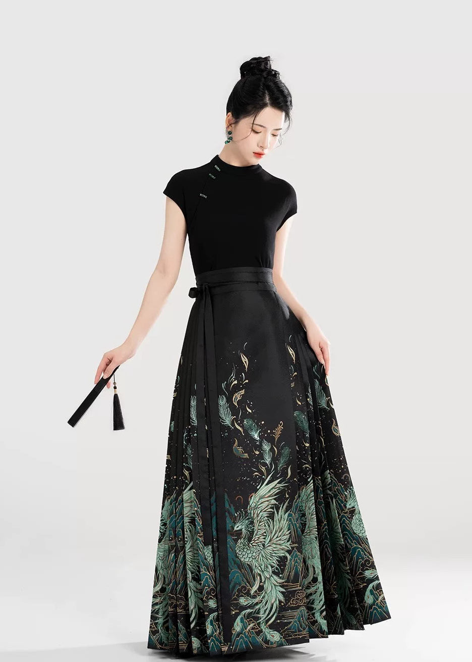Phoenix | Modern Ma Mian Skirt Set (青羽)