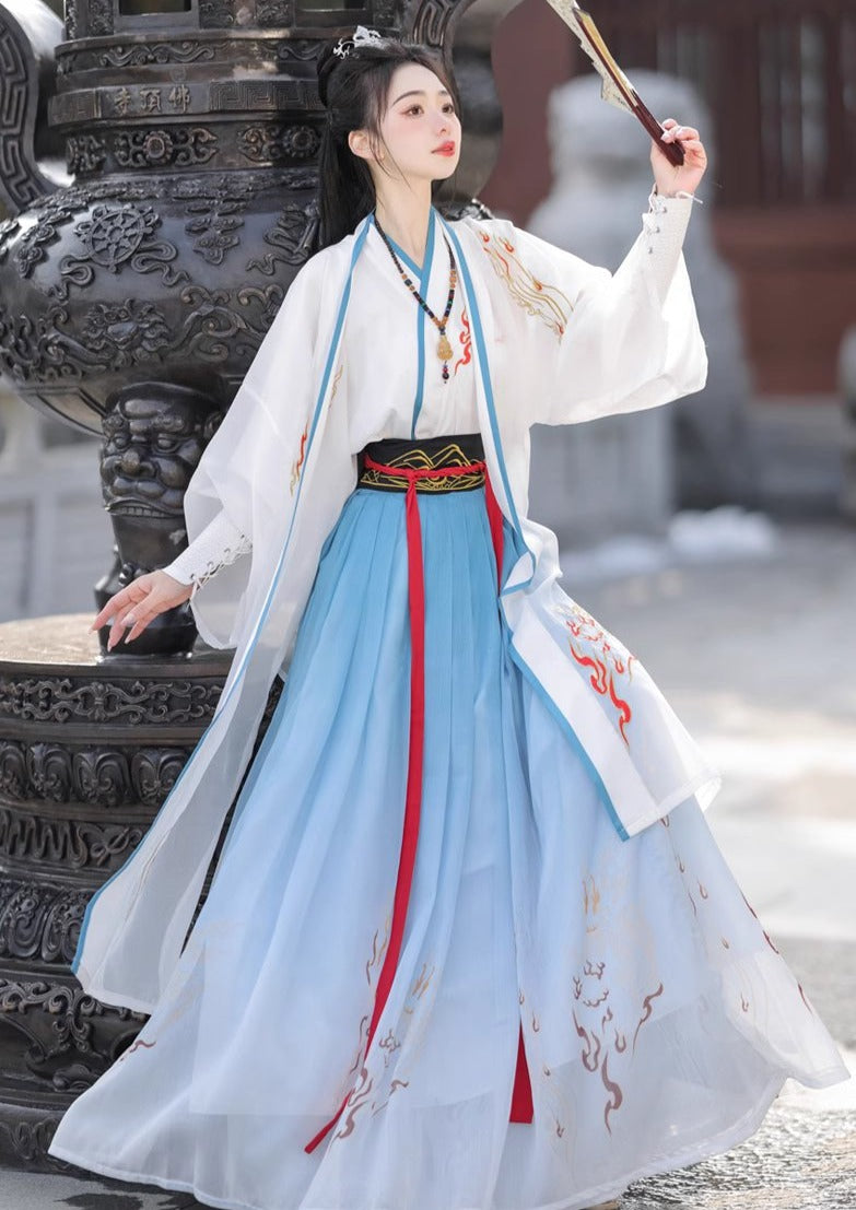 Pájaro de llama | Conjunto Hanfu unisex de 5 piezas (惊鸿)
