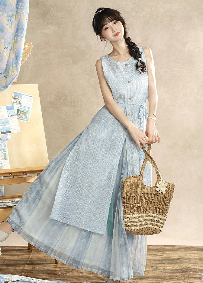 Dyed in Blue| 2-Piece Modern New Chinese Style Sleeveless Summer Dress(染蓝)