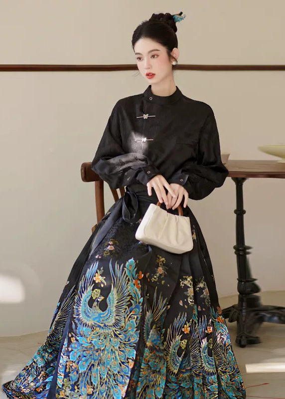 Little Jade | Plus Embroidered Ma Mian Skirt Set (点翠)