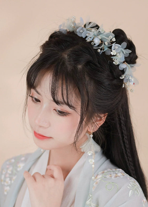 Orquídea Serena | Extensiones de Cabello de 2 Piezas con Flores (雪魄)