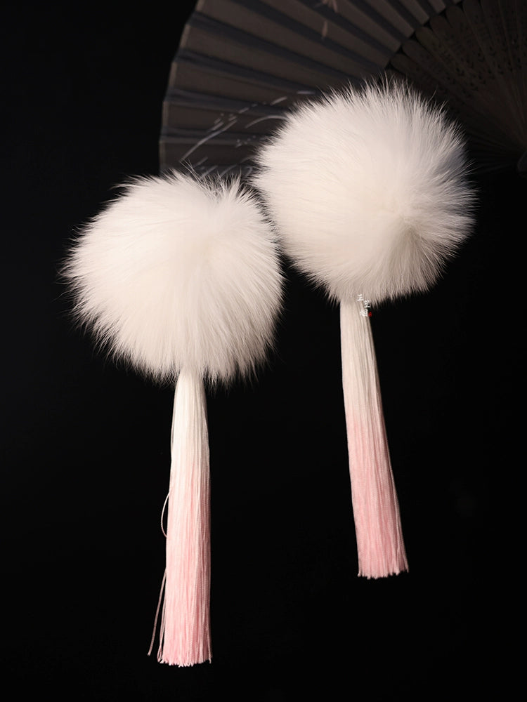 Lunar Snowball | 6 Fox Fur Pom Hair Pieces (雪月)