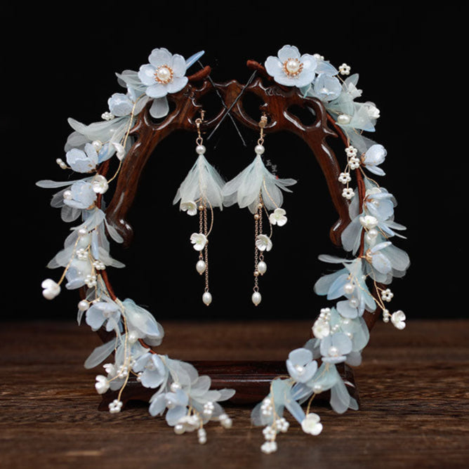 Orquídea Serena | Extensiones de Cabello de 2 Piezas con Flores (雪魄)