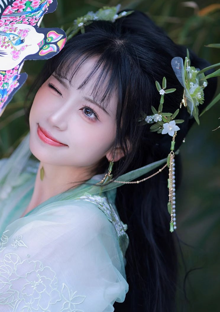 Bamboo Rain | 2 Pcs Hairclips (竹雨潇湘)