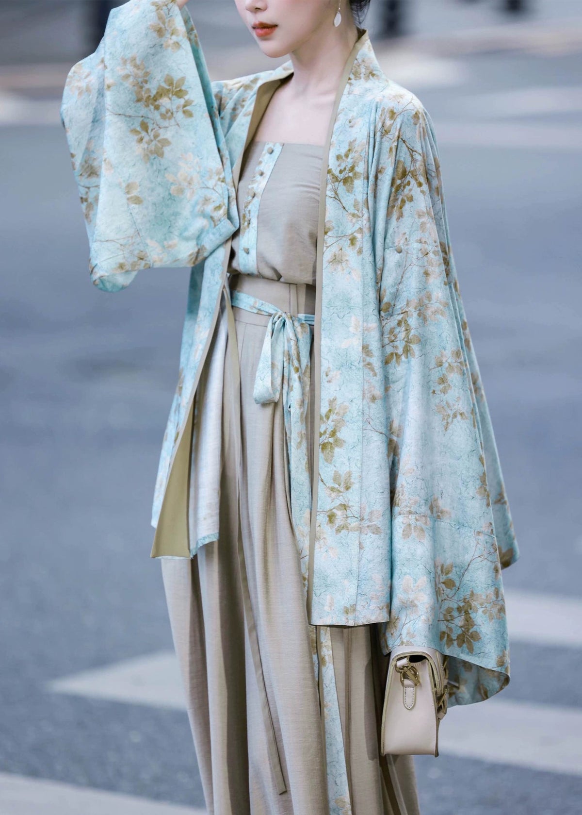 Floral Cyan | Modern 3-Piece Pants Set (花青)