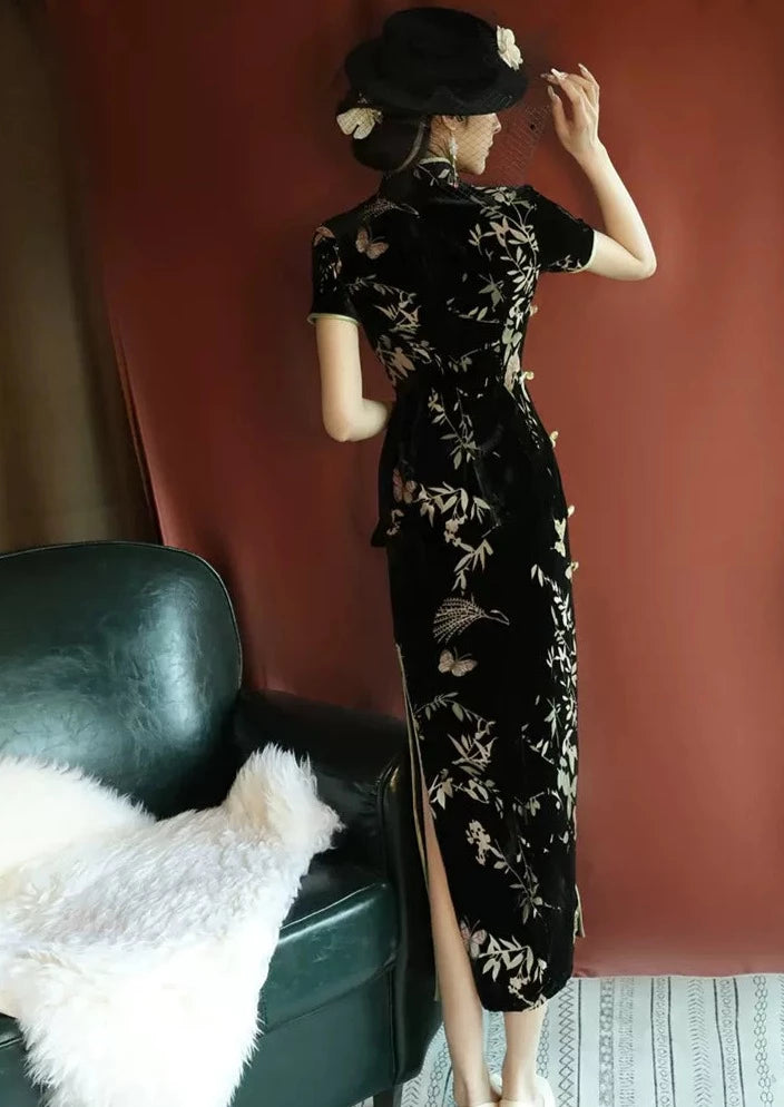 Black Bamboo | Velvet Qipao Dress (黑竹)