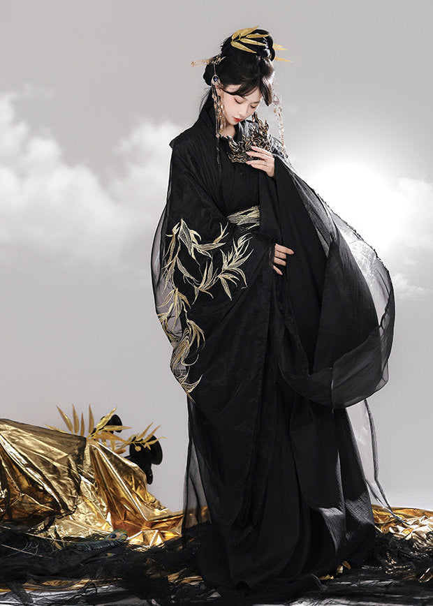 Black Bamboo | 6-Piece Embroidered Hanfu (玉龙赋)