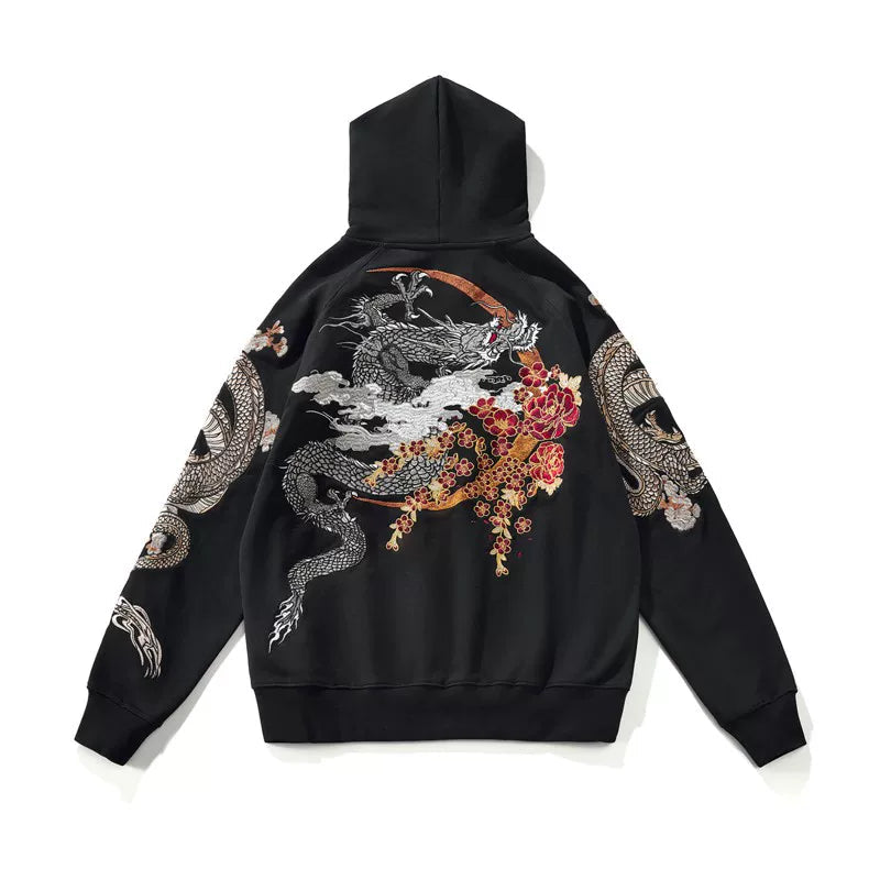 Dragon Moon | Embroidered Unisex Kimono Hoodie (朱雀龙)