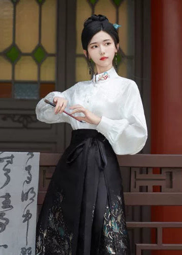 Little Jade | Plus Embroidered Ma Mian Skirt Set (点翠)