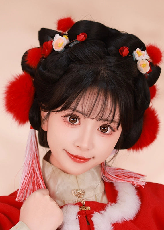 Lunar Snowball | 6 Fox Fur Pom Hair Pieces (雪月)