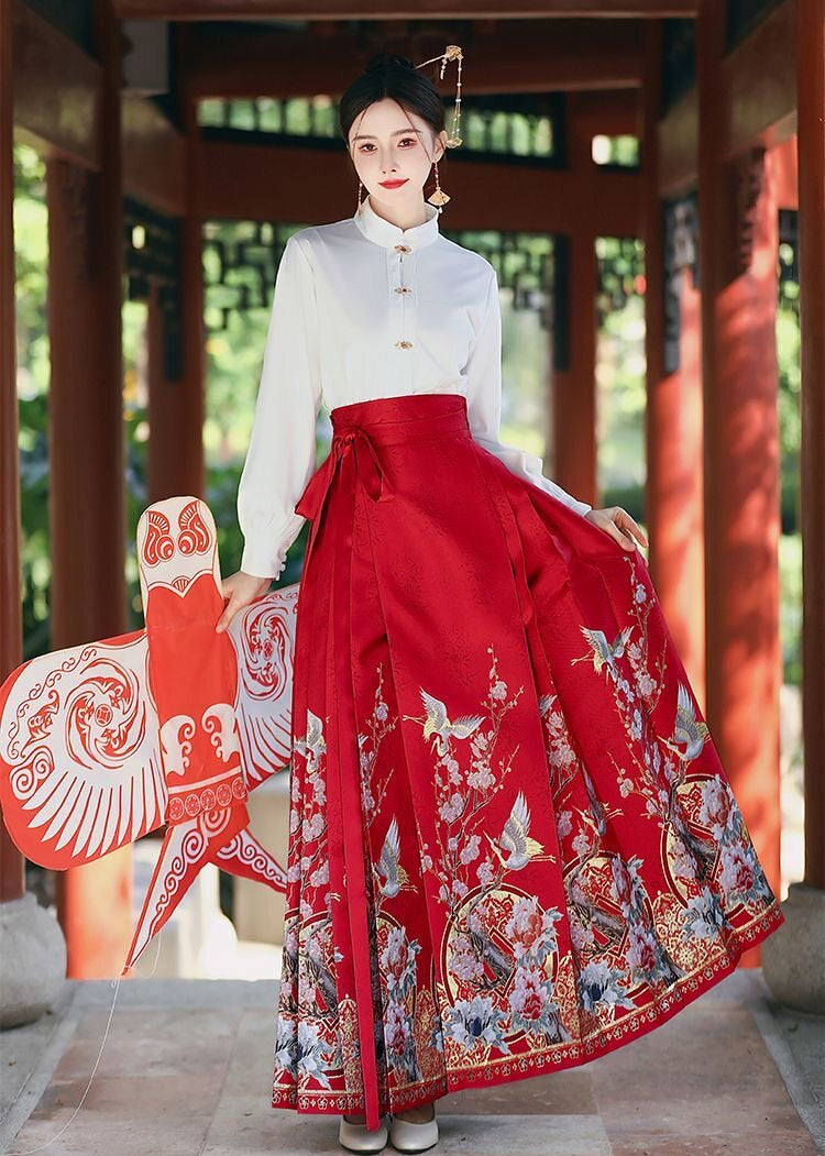 Crane Dance | 2-Piece Plus Ma Mian Skirt Set (鹤舞)