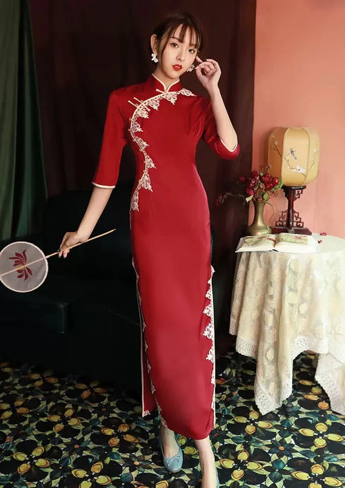 Ruby | Stain Qipao Dress (朱砂)