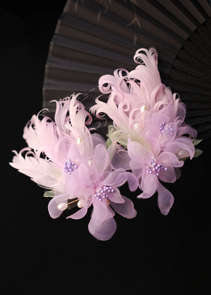 Purple Cloud | Floral Feather Hairclips (紫云)