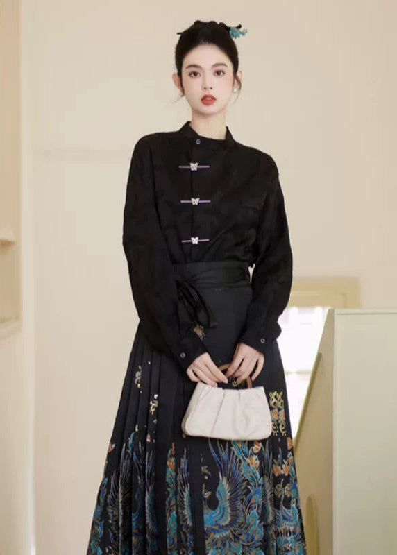 Little Jade | Plus Embroidered Ma Mian Skirt Set (点翠)