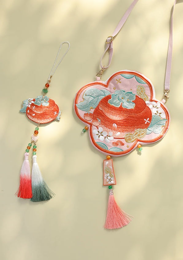 Persimmon | Red Embroidered Purse