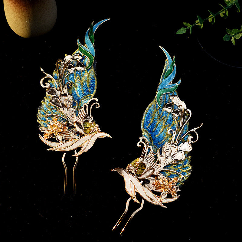 Azure Phoenix | Feathered Crown & Hair Accessories Set (青鸾神女)