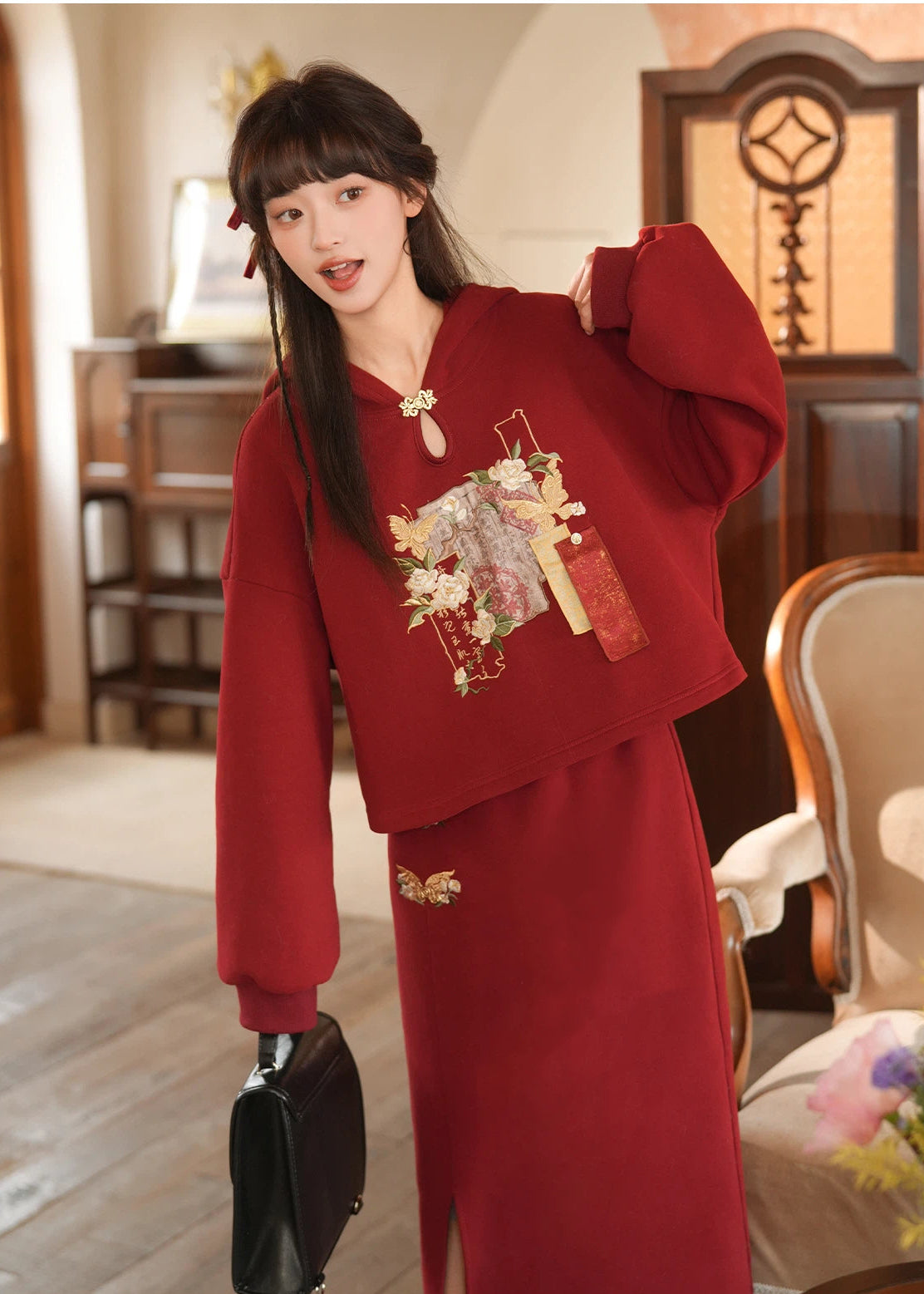 Jasmine Scroll | 2-Piece 2026 New Year Modern Hoodie (茉莉书卷)