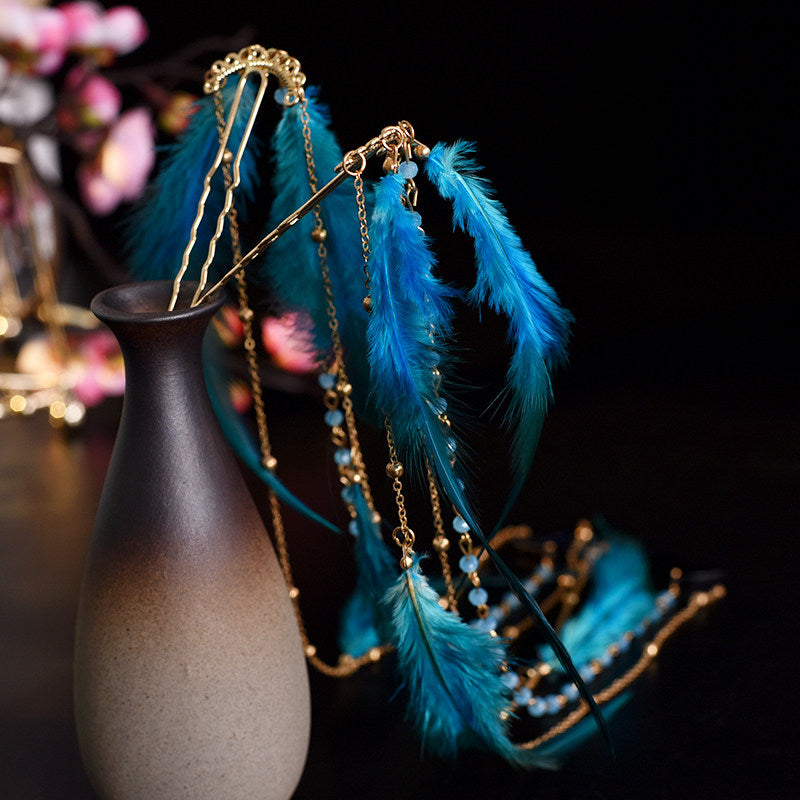 Azure Phoenix | Feathered Crown & Hair Accessories Set (青鸾神女)