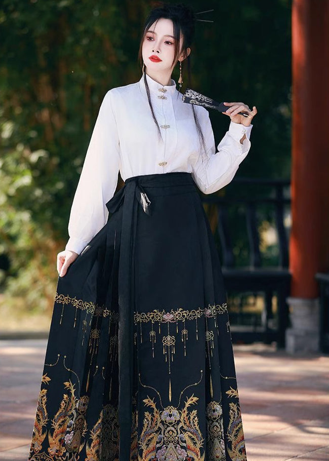 Phoenix Courtship | Plus Embroidered Ma Mian Skirt Set (凤求凰)