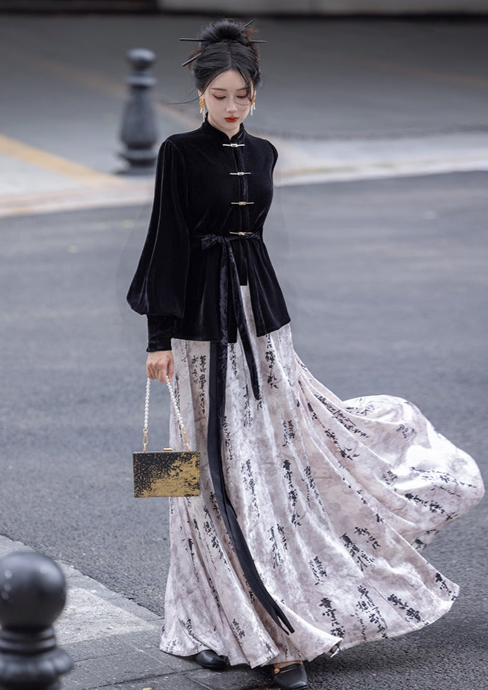 Ink | Modern 2-Pieces Velvet Set (墨染)