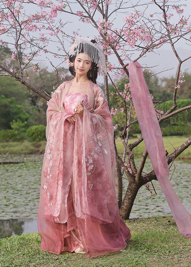 Moonlit Sakura | 4-Piece Embroidered Hanfu (揽月裁樱)