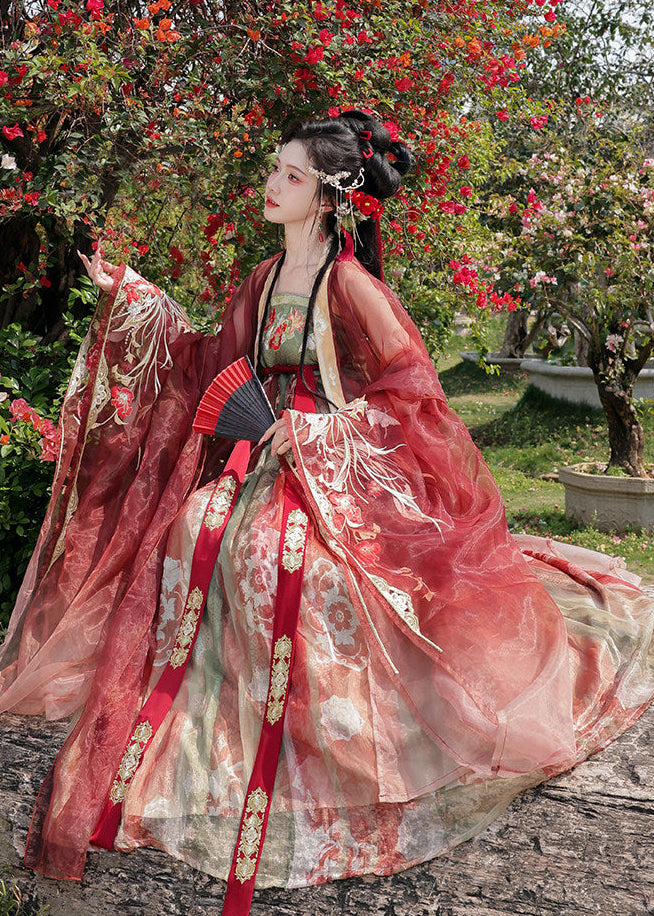Camellia | 3-Piece Embroidered Hanfu (簪红)