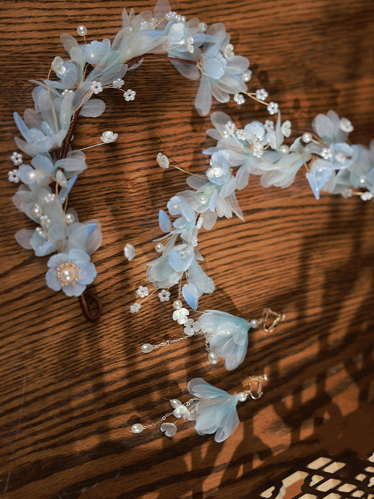 Orquídea Serena | Extensiones de Cabello de 2 Piezas con Flores (雪魄)